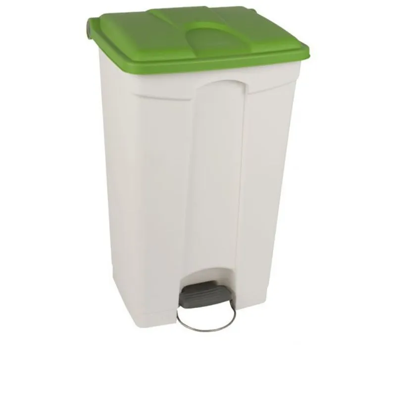 Poubelle à pédale tri intérieur base blanche couvercle vert 90 L