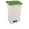 Poubelle à pédale tri intérieur base blanche couvercle vert 90 L
