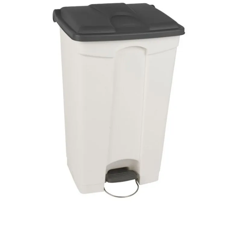 Poubelle de tri sélectif intérieur corps blanc couvercle gris de 90 L