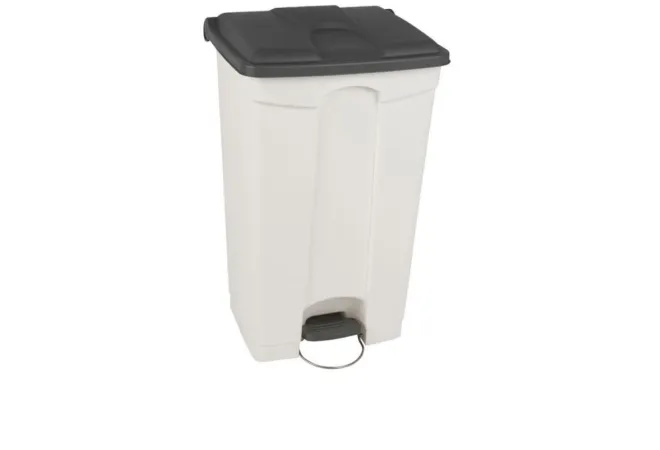 Poubelle de tri sélectif intérieur corps blanc couvercle gris de 90 L