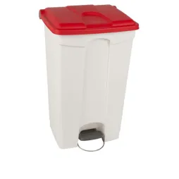 Poubelle de tri intérieur à pédale 90 L blanc/rouge