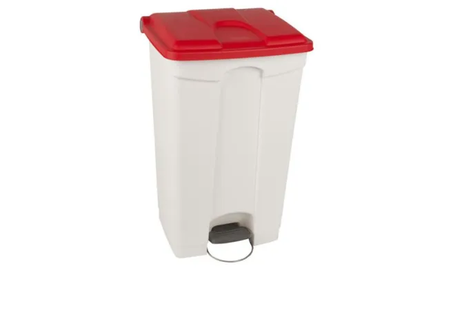 Poubelle de tri intérieur à pédale 90 L blanc/rouge