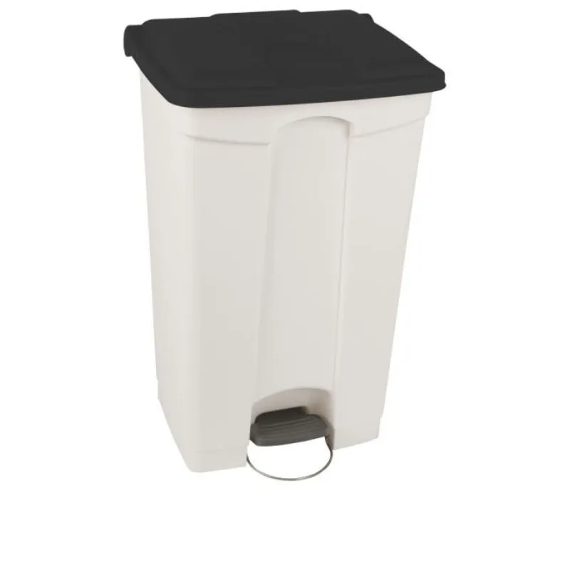 Poubelle à pédale en polypro pour tri intérieur blanche et anthracite de 90 L
