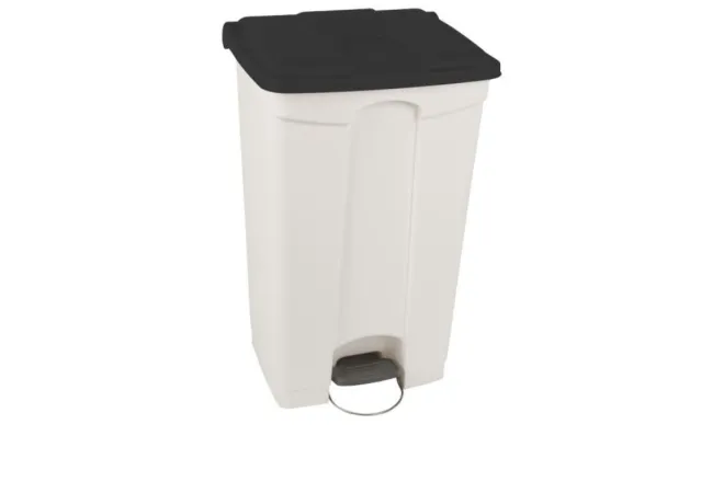 Poubelle à pédale en polypro pour tri intérieur blanche et anthracite de 90 L