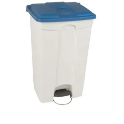 Poubelle polypro pour tri intérieur base blanche couvercle bleu de 90 L