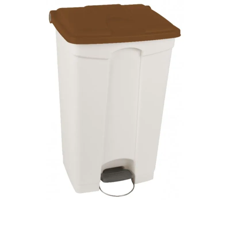 Poubelle à pédale en polypro pour le tri intérieur de 90 L couvercle marron