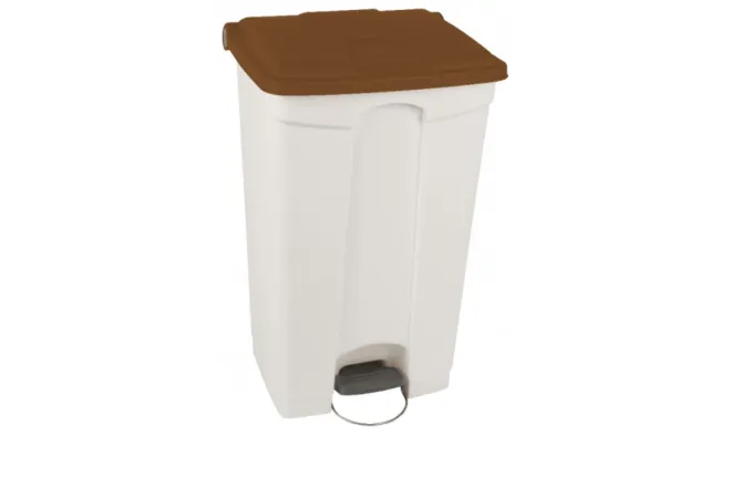 Poubelle à pédale en polypro pour le tri intérieur de 90 L couvercle marron