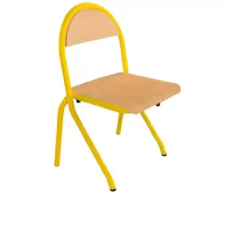 Chaise scolaire fixe à appui sur table hêtre multiplis et jaune