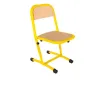 Chaise d'école fixe empilable assise et dossier hêtre multiplis piètement jaune