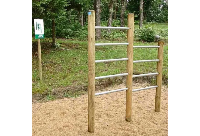 Module sportif en bois double escalade pour parcours de santé plein air