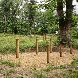 Module en bois pour parcours de santé en plein air "Saute mouton"