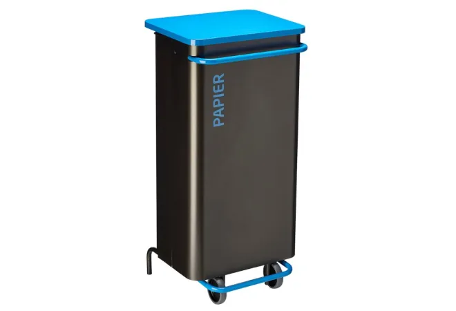 Poubelle de tri mobile anthracite et jaune - 110 L