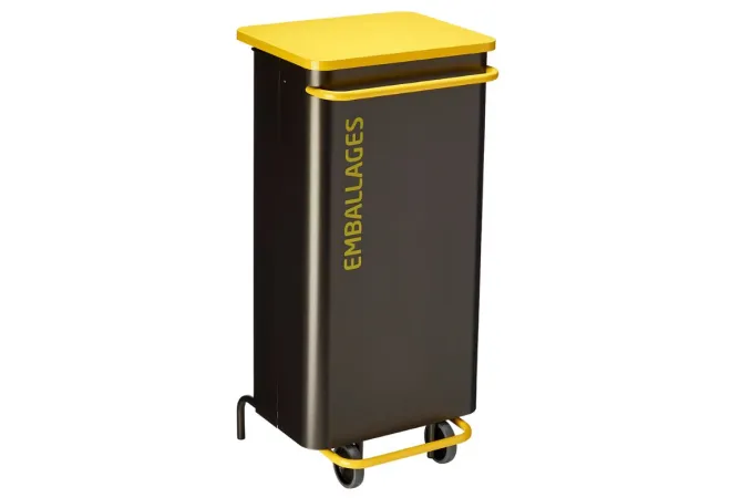 Poubelle à pédale pour le tri sélectif intérieur anthracite et jaune