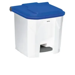 Poubelle à pédale pour le tri sélectif intérieur corps blanc/ couvercle bleu
