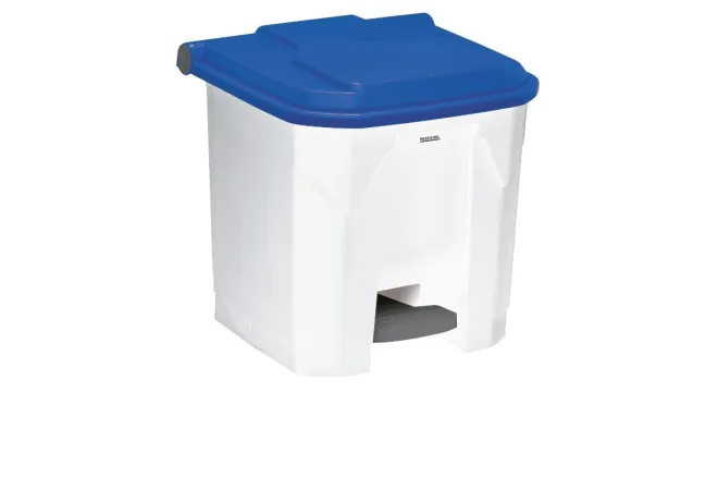 Poubelle à pédale pour le tri sélectif intérieur corps blanc/ couvercle bleu