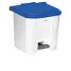 Poubelle à pédale pour le tri sélectif intérieur corps blanc/ couvercle bleu