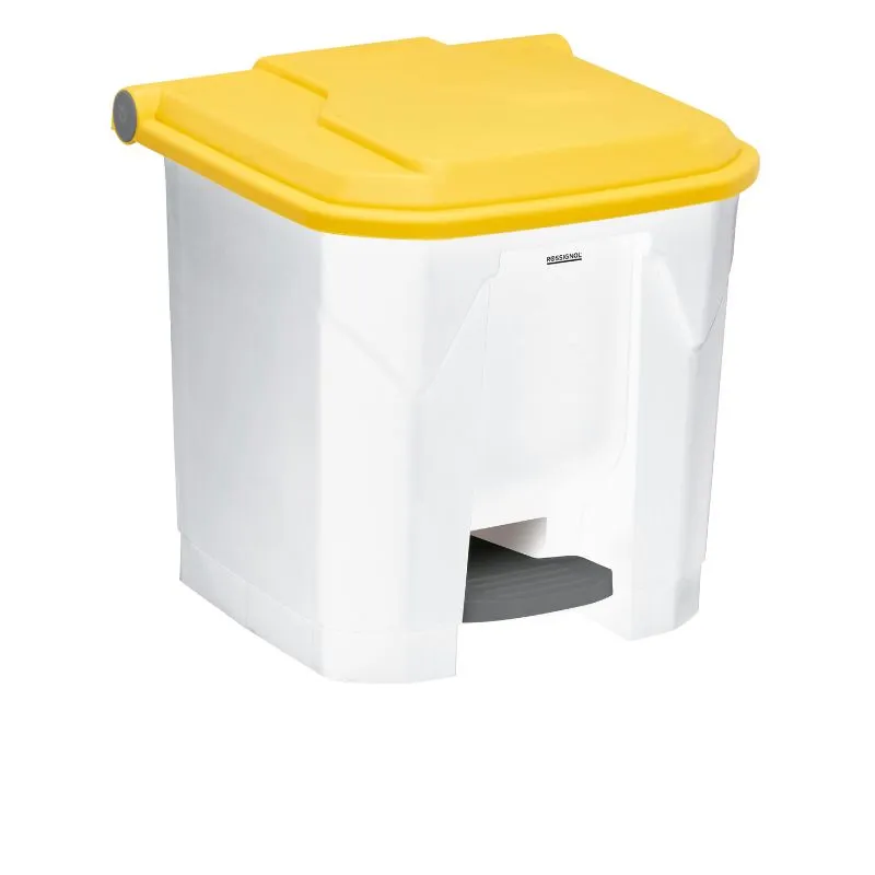 Poubelle à pédale 30 L blanc/jaune