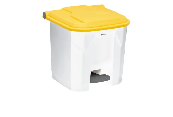 Poubelle à pédale 30 L blanc/jaune