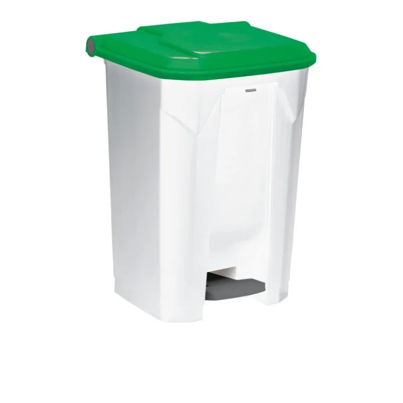 Corbeille à pédale de tri intérieur de 80 litres blanc/vert
