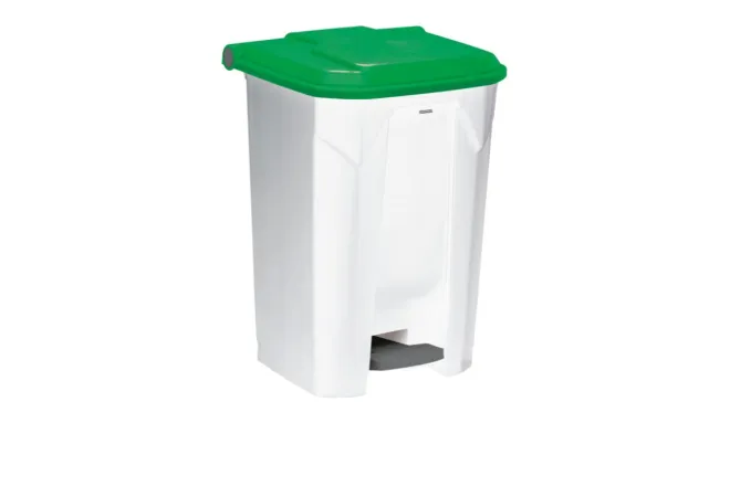 Corbeille à pédale de tri intérieur de 80 litres blanc/vert