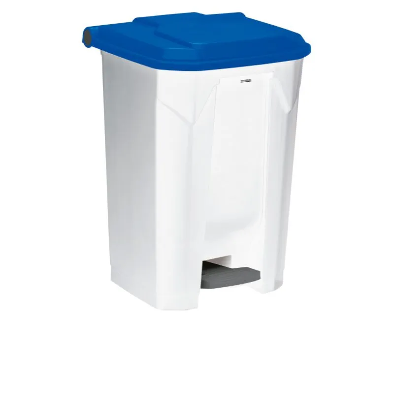 Poubelle à pédale pour tri intérieur corps blanc/couvercle bleu