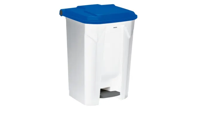 Poubelle à pédale pour tri intérieur corps blanc/couvercle bleu