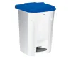 Poubelle à pédale pour tri intérieur corps blanc/couvercle bleu