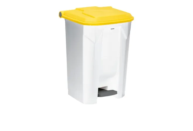 Poubelle intérieure tri corps blanc et couvercle jaune