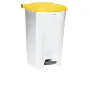 Corbeille à pédale de tri intérieur de 100 L corps blanc et couvercle jaune