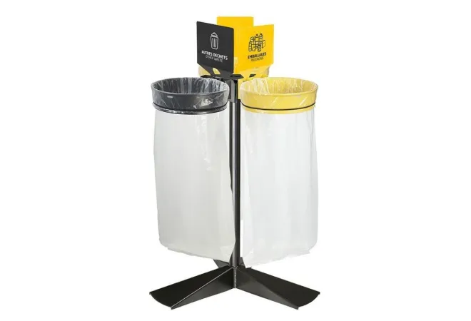 Supports sacs-poubelles tri sélectif sans couvercles 3 X 110 L