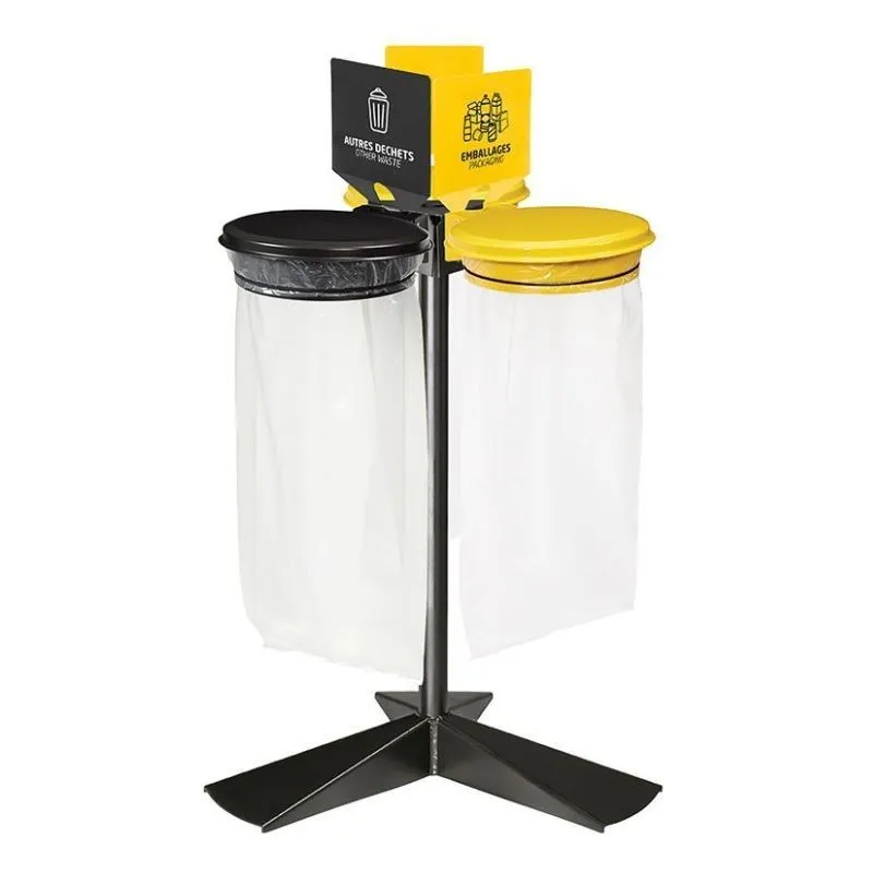 Kit de 3 supports de sacs de tri sélectif de 100 L avec couvercles