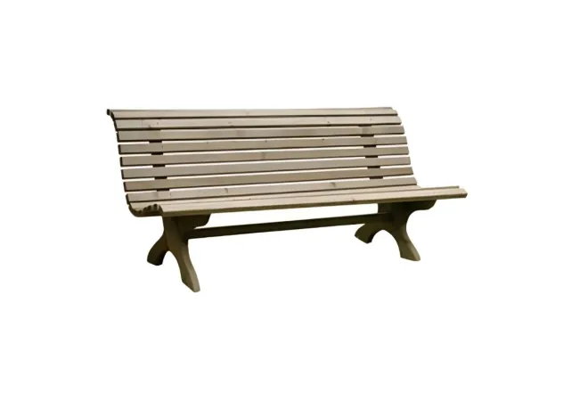 Banc public conçu en lames de bois
