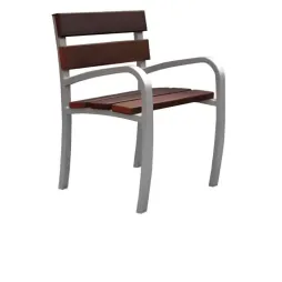 Fauteuil public avec accoudoirs en bois et acier