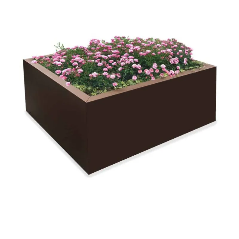 Jardinière publique carrée en acier