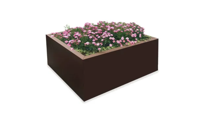 Jardinière publique carrée en acier