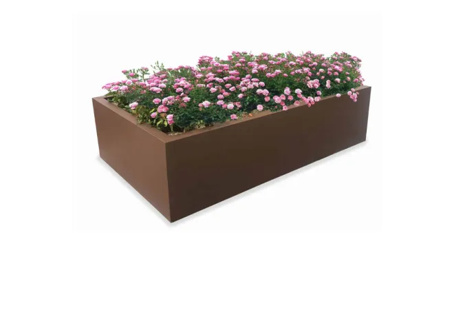 Jardinière de ville rectangle en acier marron