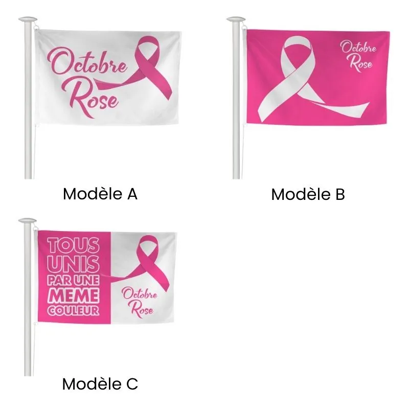 Différent modèle des pavillons à hisser sur mat Octobre Rose