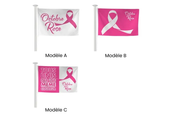 Différent modèle des pavillons à hisser sur mat Octobre Rose