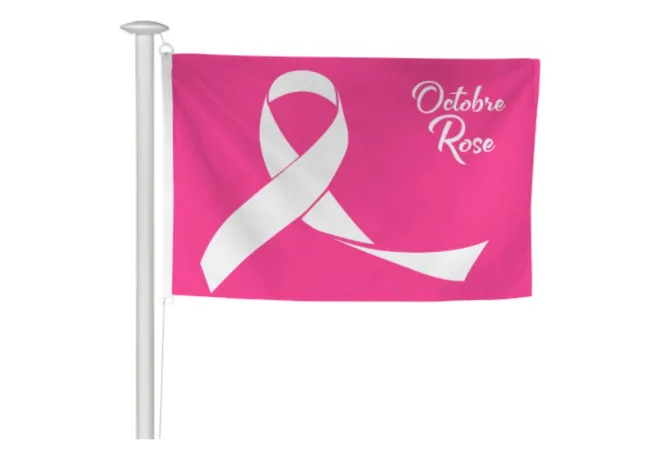 Pavillon à hisser sur mat pour Octobre Rose