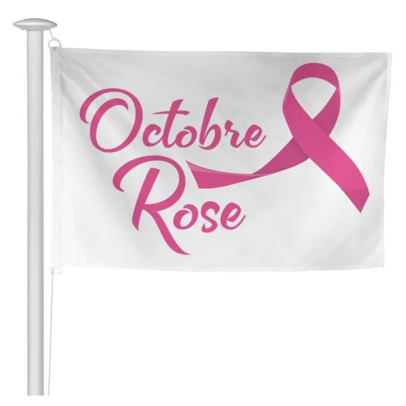 Drapeau à hisser sur mât Octobre Rose