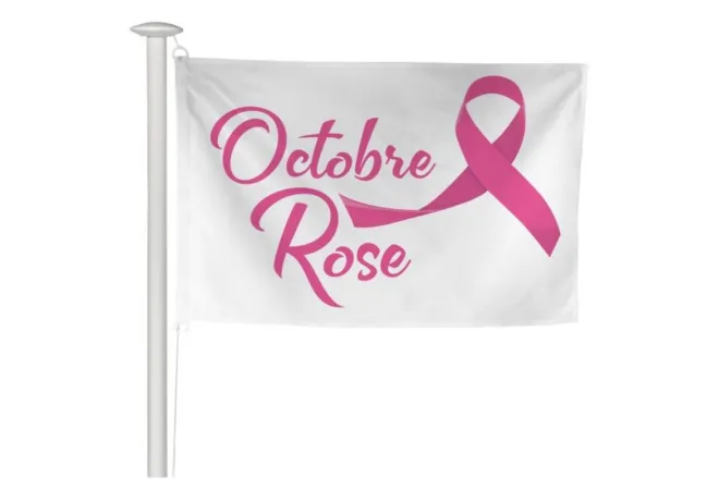 Drapeau à hisser sur mât Octobre Rose