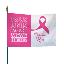 Drapeau sur hampe Octobre Rose