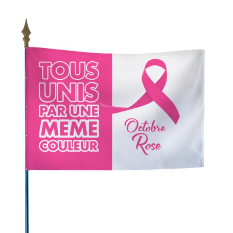Drapeau sur hampe Octobre Rose