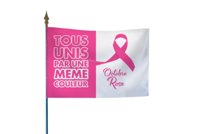 Drapeau sur hampe Octobre Rose