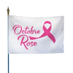 Drapeau sur hampe pour Octobre Rose