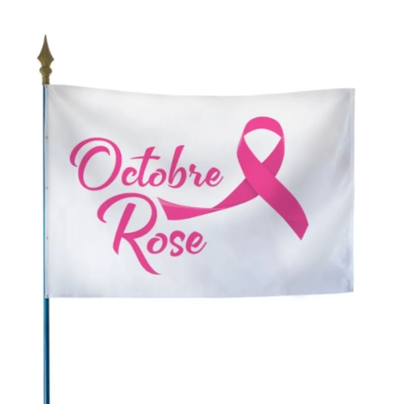 Drapeau sur hampe pour Octobre Rose