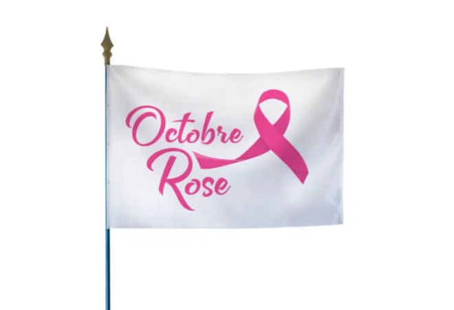 Drapeau sur hampe pour Octobre Rose