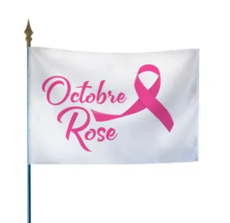 Drapeau sur hampe pour Octobre Rose