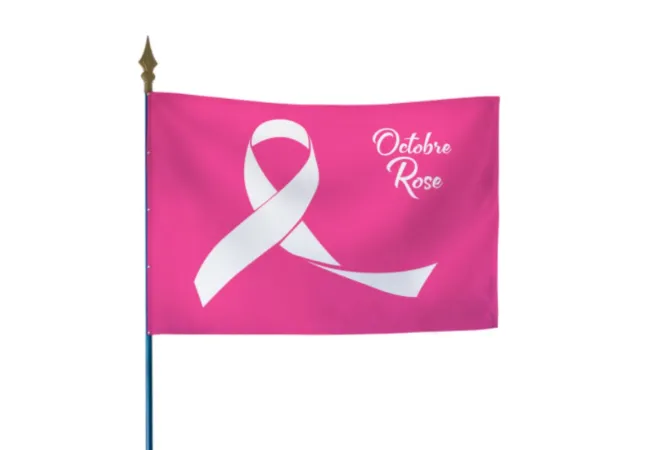 Drapeau pour soutenir l'action Octobre Rose