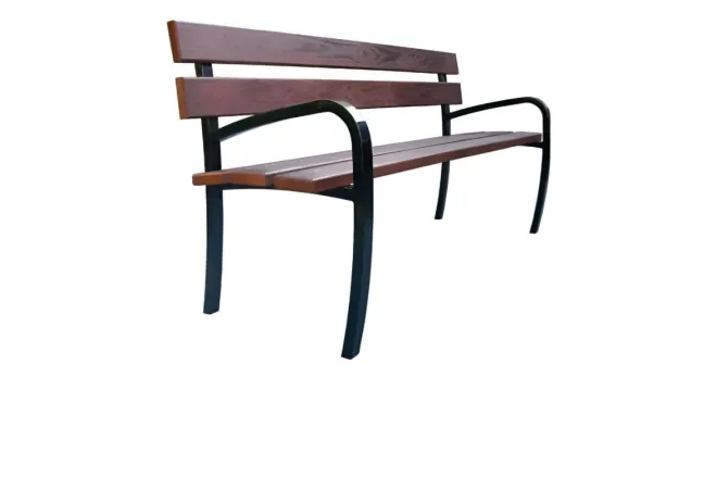 Banc extérieur en bois et acier adapté séniors